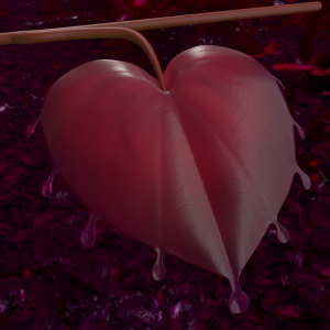 Sarah modeled this heart leaf for Franck to land on when he first wakes up in the jungle. See Sarah and Pablo's weekly folder on the Cloud to find out what went into it.