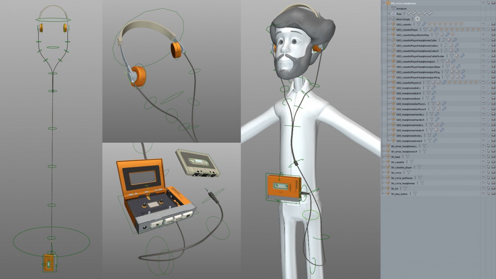 Manu has started working on some simple rigs for the objects he models, like the tape deck you saw last week.