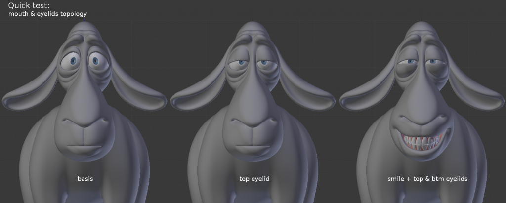 Actually completed last week, Angela has redone Franck's sheep face topology since her models for layout.  You'll find another infographics showing her changes in more detail in the Cloud!