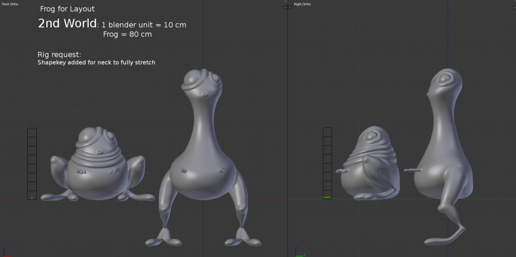 Angela also worked on a new pose for the frog villain to make it easier for Daniel to rig. (You'll find another infographic for this on the Cloud as well.)
